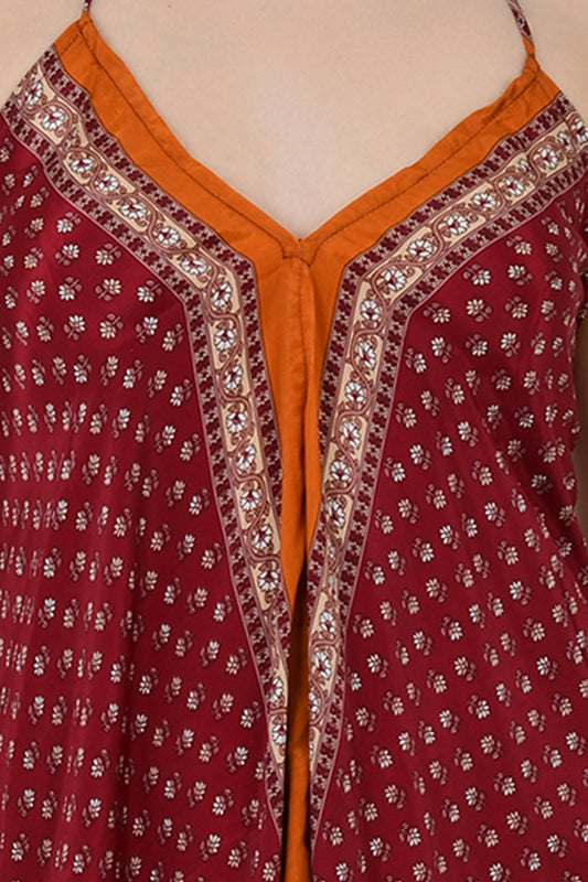 Handmade Floral Halter Maxi Dress: Vintage Boho Sundress