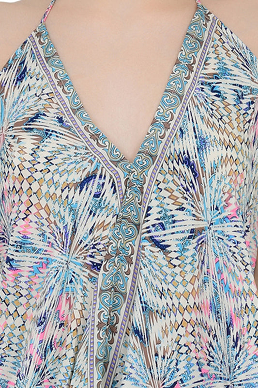 Handmade Floral Halter Maxi Dress: Vintage Boho Sundress