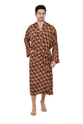 Men's Silk Kimono Robe in yellow black ikat
