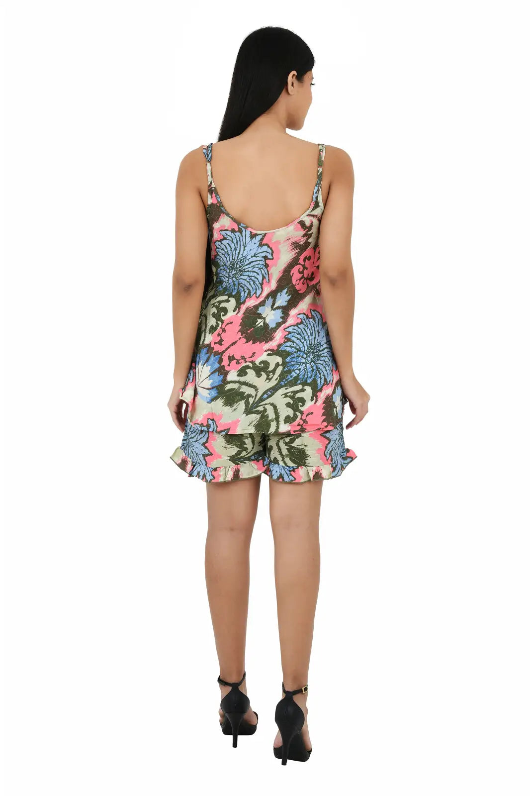 Silk Sari Women Kimono Cami Set | One Size Pastel Ivery Pink Floral Beach Wear