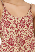 Women's Silk Kimono & Cami Set in beige red floral