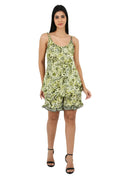 Women's Silk Kimono & Cami Set in green paisley