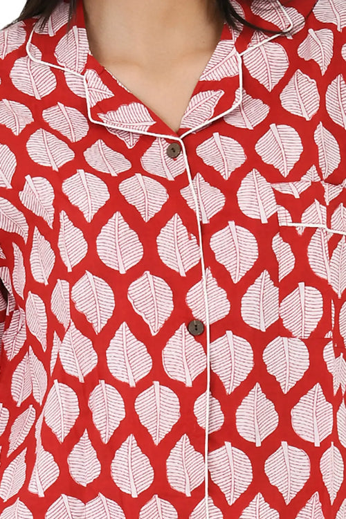 Ensemble pyjama en pur coton, chemise de nuit, Panama, bloc à main imprimé, vêtements de nuit, vêtements de salon de printemps | Ensemble de nuit confortable à rayures florales de lotus d'été de luxe