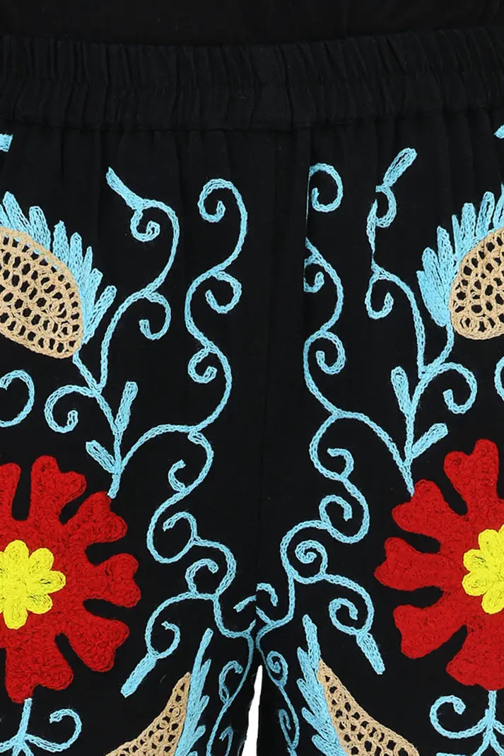 Women's Suzani embroidered Harem Pants in floral with pockets
