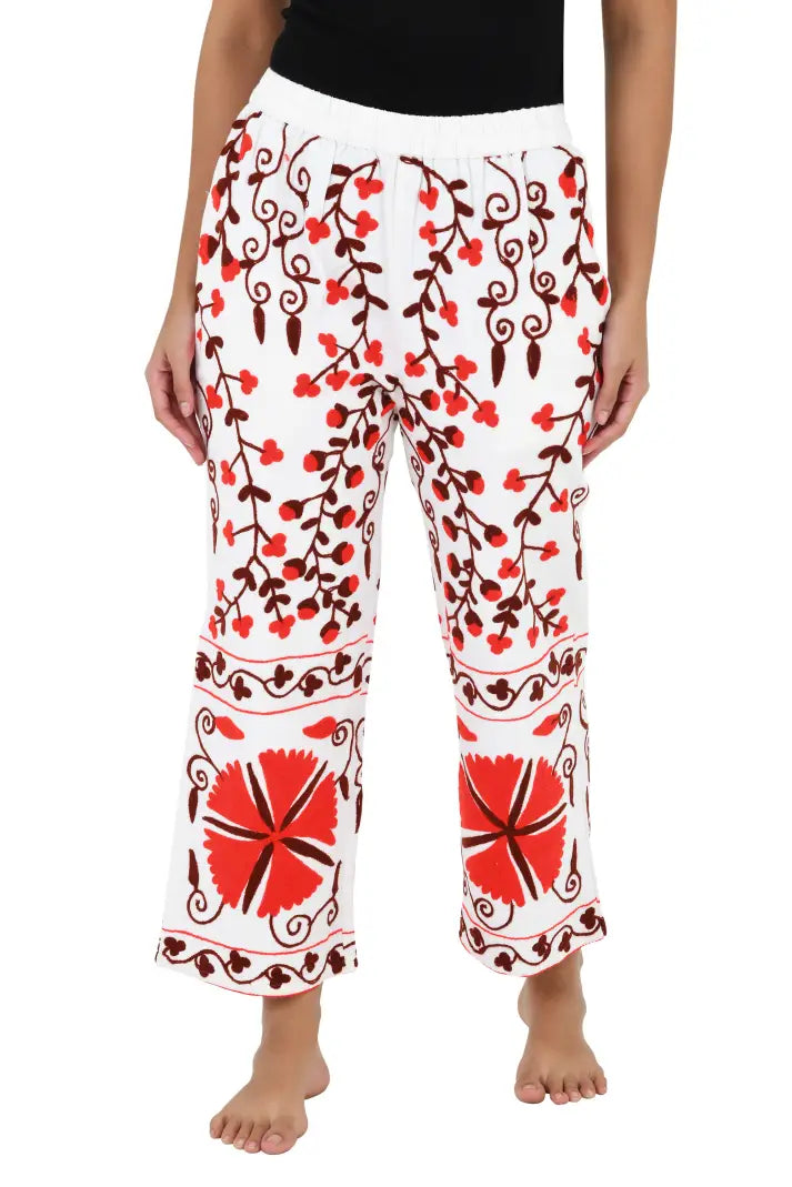 Women's Suzani embroidered Harem Pants in floral with pockets