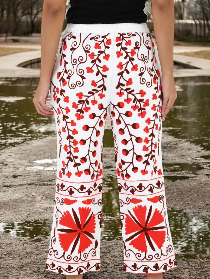 Women's Suzani embroidered Harem Pants in floral with pockets