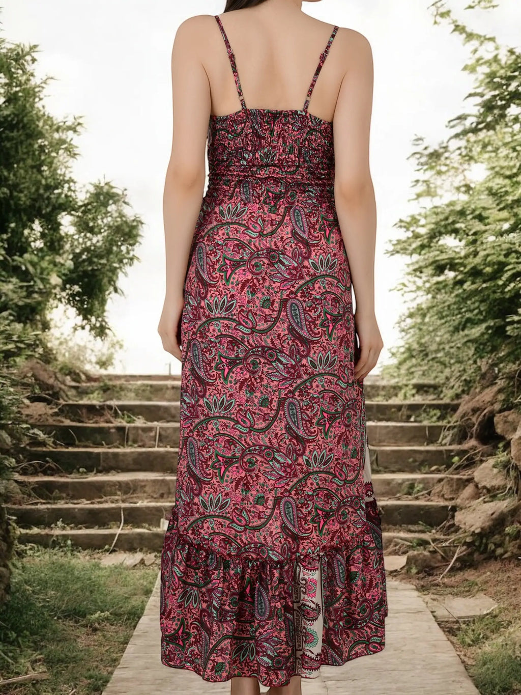 Women's Silk Maxi Dress in floral