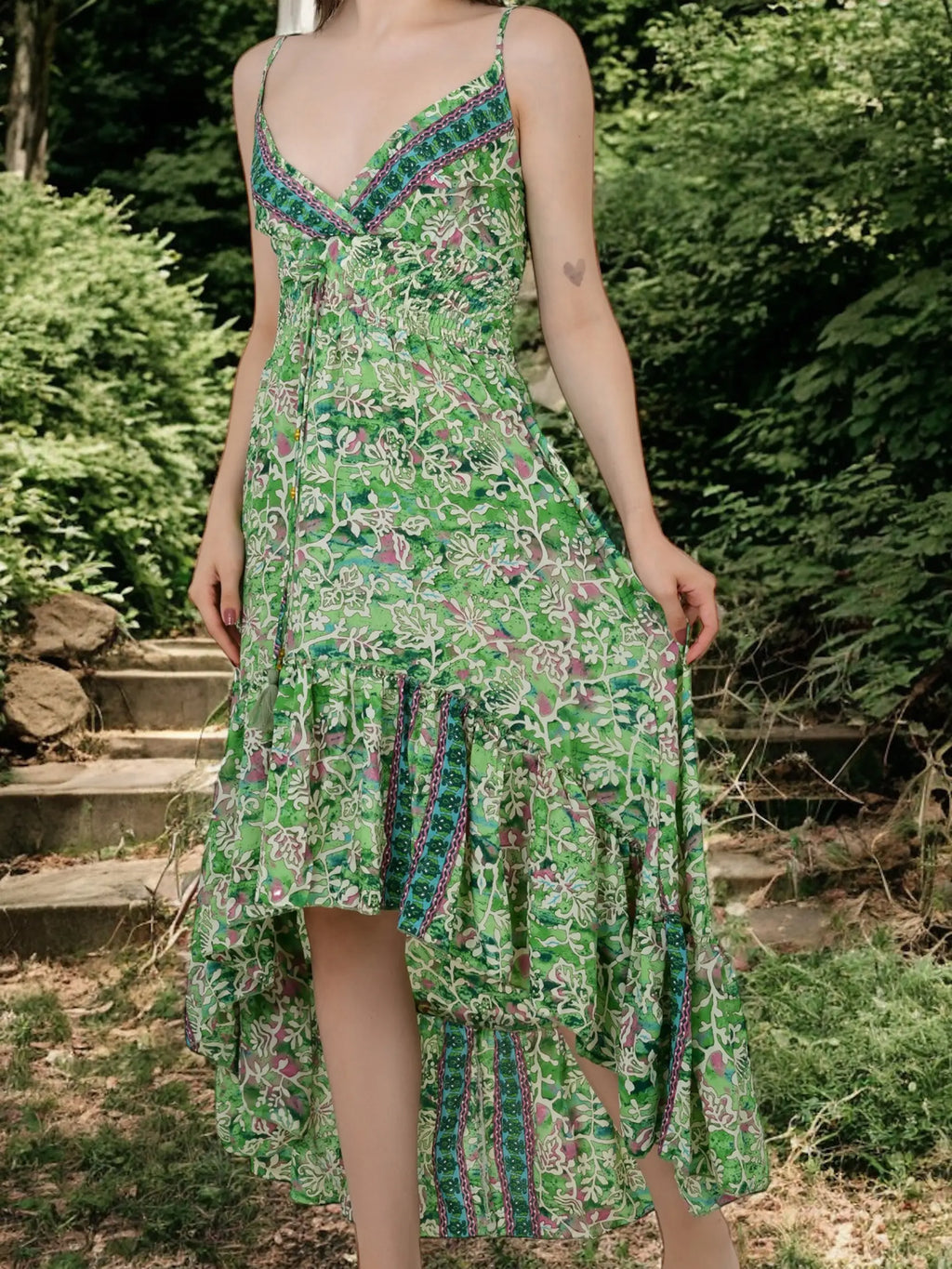 Women's Silk Maxi Dress in floral