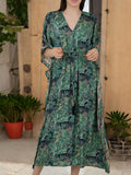 Women Silk Kaftan | Green Paisley Caftan # 1623