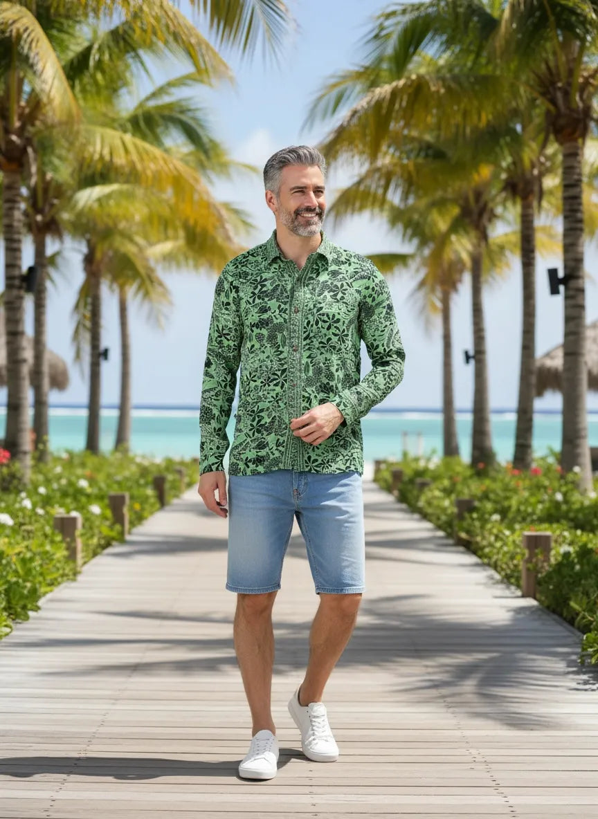 Men's Silk Blend Long-Sleeve Shirt