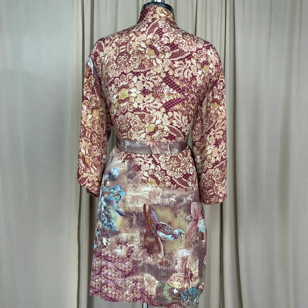 Vintage Silk Kimono Robe in floral
