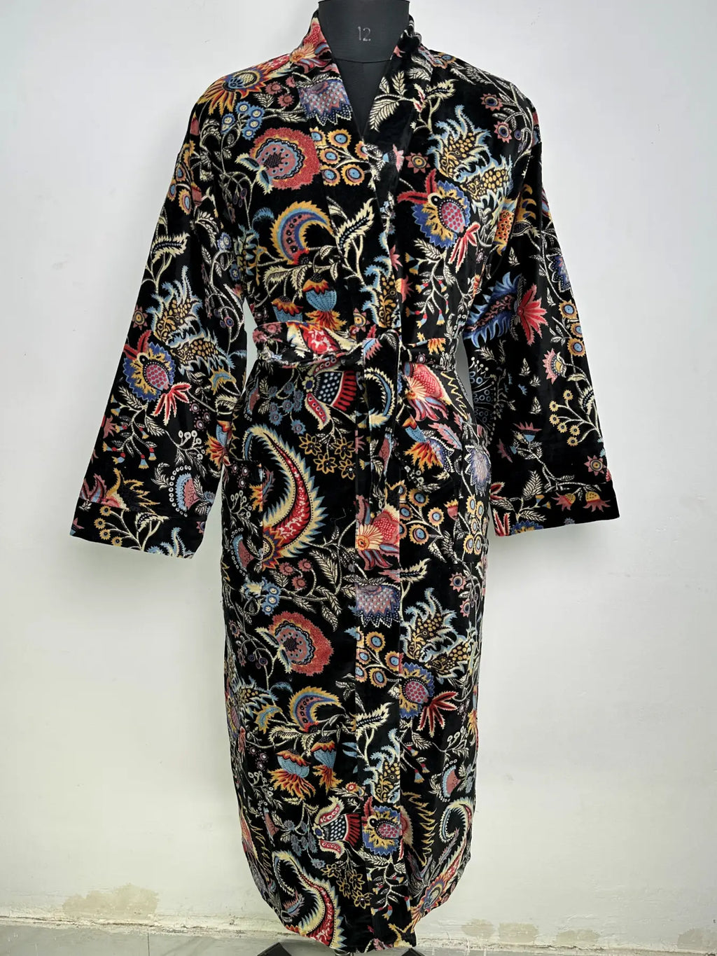Velvet Womens Kimono Boho Robe | Luxury Bridal Reversible with Lining, Dressing Gown, Smoking Jacket for Her, Anniversary Gift For Her