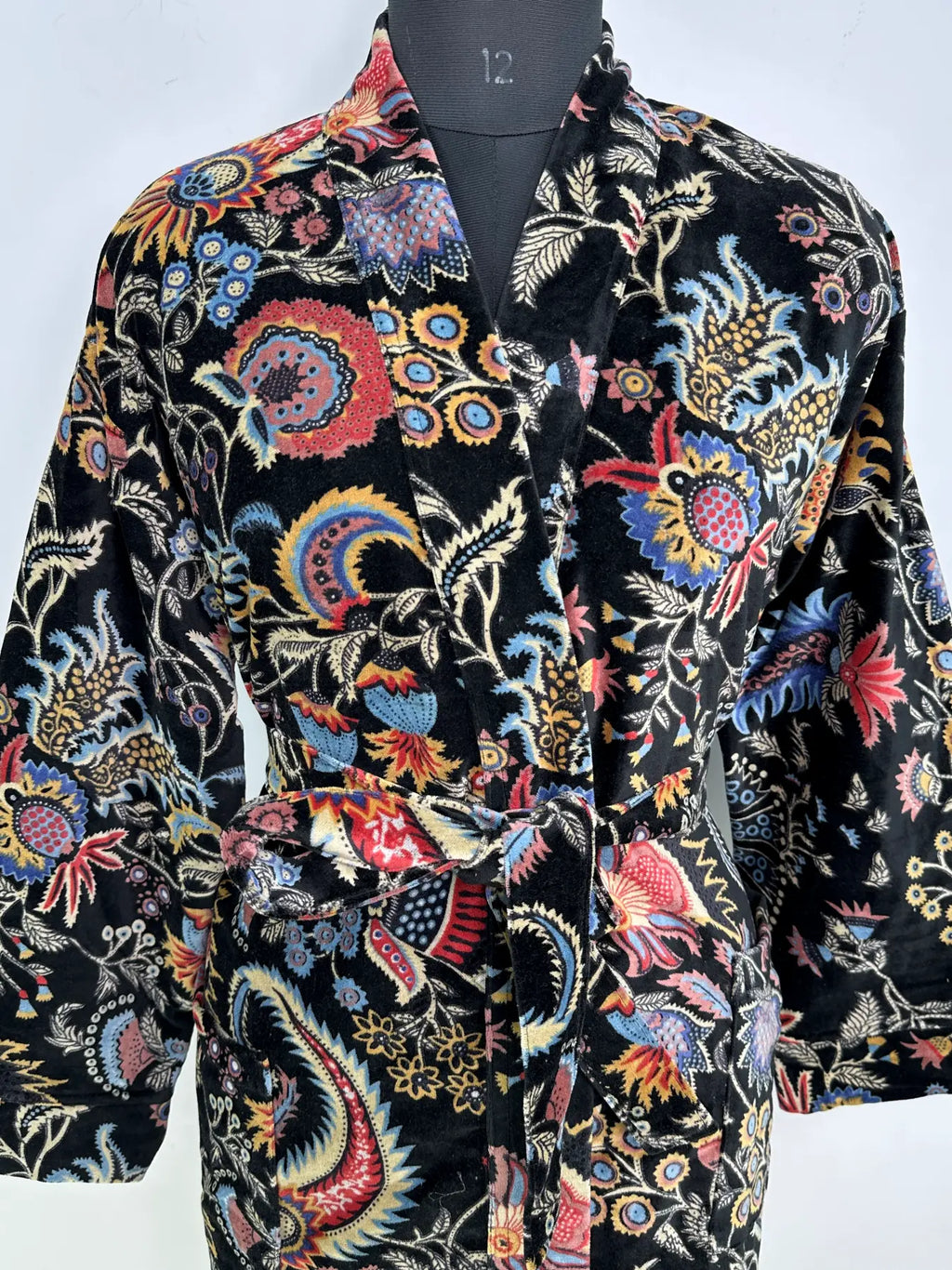 Velvet Womens Kimono Boho Robe | Luxury Bridal Reversible with Lining, Dressing Gown, Smoking Jacket for Her, Anniversary Gift For Her
