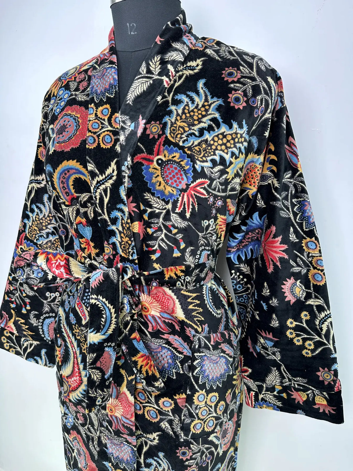 Velvet Womens Kimono Boho Robe | Luxury Bridal Reversible with Lining, Dressing Gown, Smoking Jacket for Her, Anniversary Gift For Her