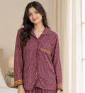 Silky Nightwear Pajama Set, Recycled Sari Silk Blend Luxury Lounge Set, Button Down Top, Drawstring Pants with Side Pockets, Gift