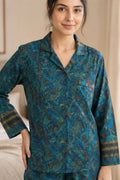 Silky Nightwear Pajama Set, Recycled Sari Silk Blend Luxury Lounge Set, Button Down Top, Drawstring Pants with Side Pockets, Gift