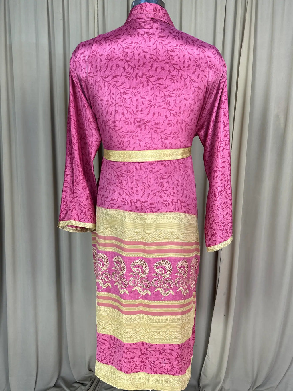 Men's Silky Kimono Robe in pink floral