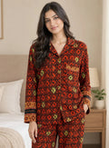 Recycled Silk Sari Pajama Set, Soft Handmade Nightwear, Valentine Gift for Her, Button Down Top, Drawstring Pants, Luxury Lounge Gift