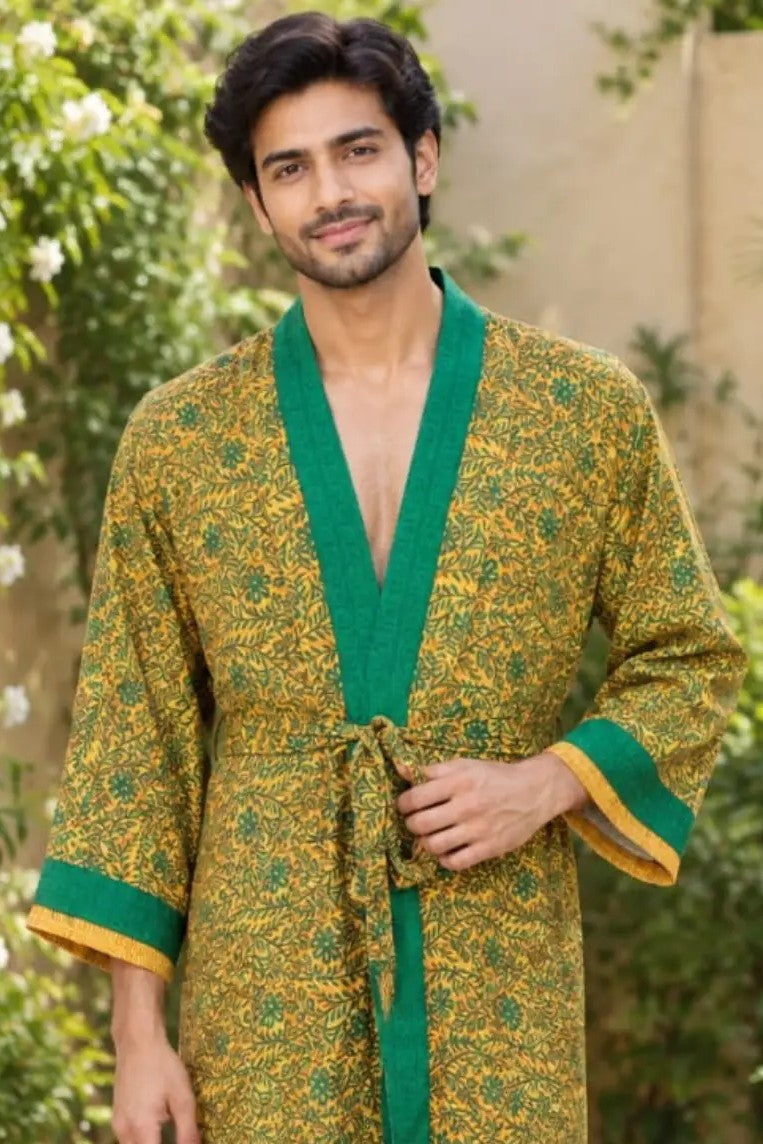 Silky Soft Mens Kimono Robe | Masculine Elegant Classic Sustainable Vintage House Robe gift, Timeless Comfy Lounge Beach Cover Up, Nightwear