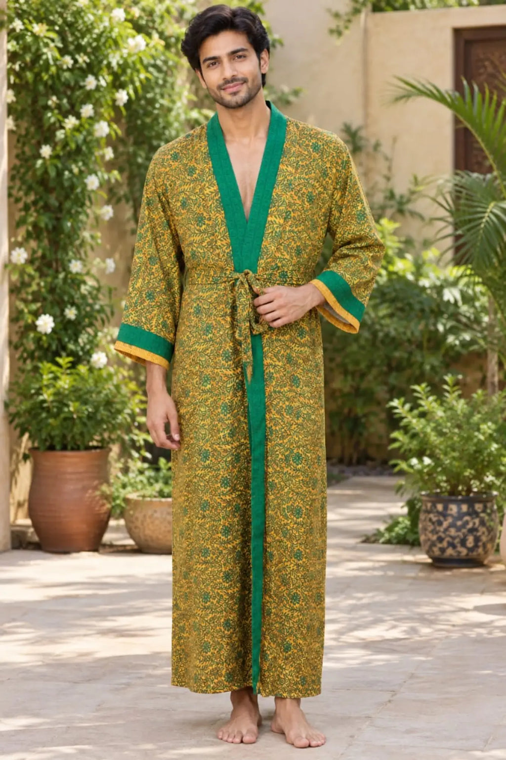 Silky Soft Mens Kimono Robe | Masculine Elegant Classic Sustainable Vintage House Robe gift, Timeless Comfy Lounge Beach Cover Up, Nightwear