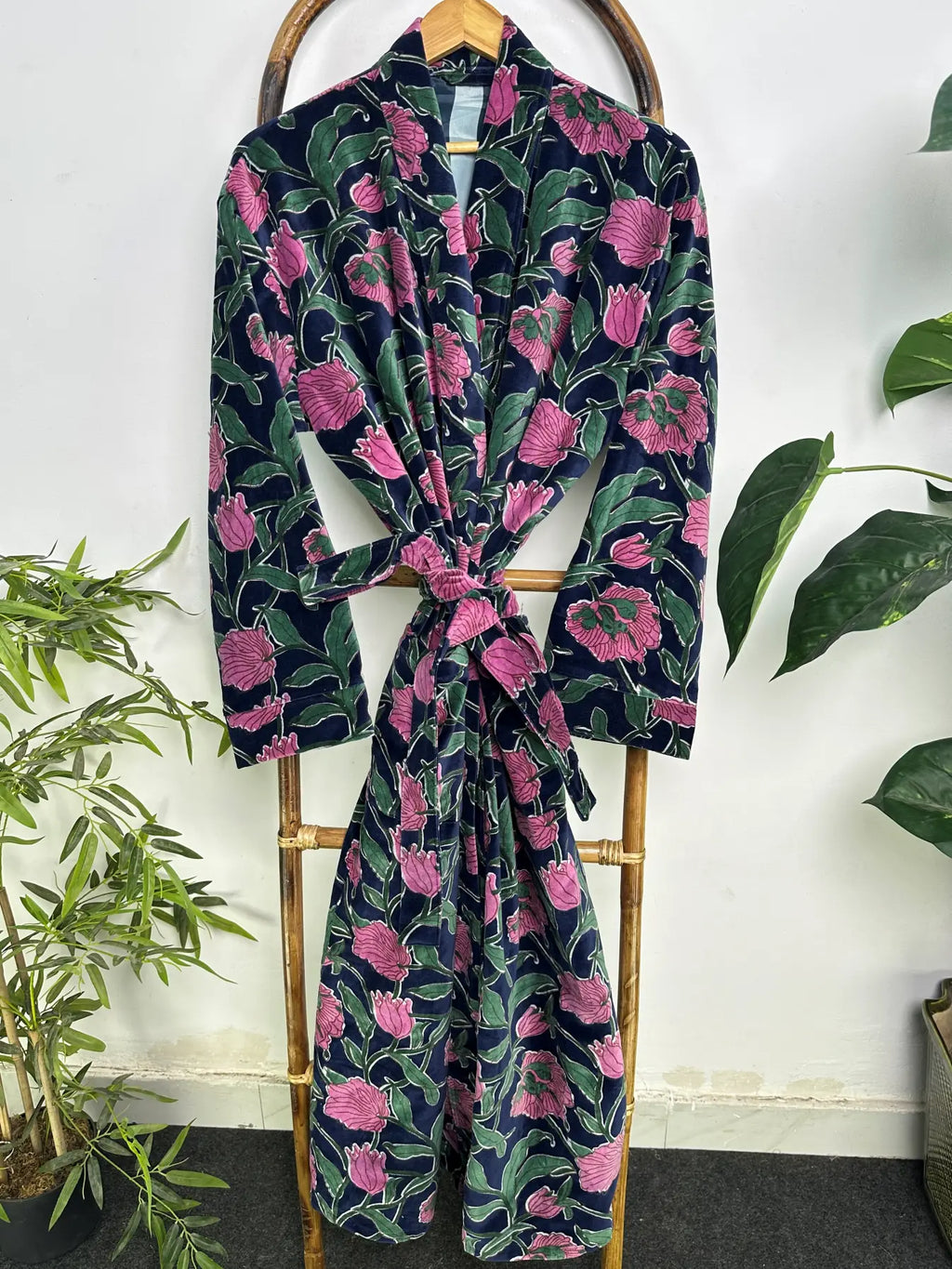 Velvet Reversible Women Kimono | Boho Dressing Gown With Lining, Womens Clothing, Bridal Robe, Spa Gift For Her, Smoking Jacket For Her