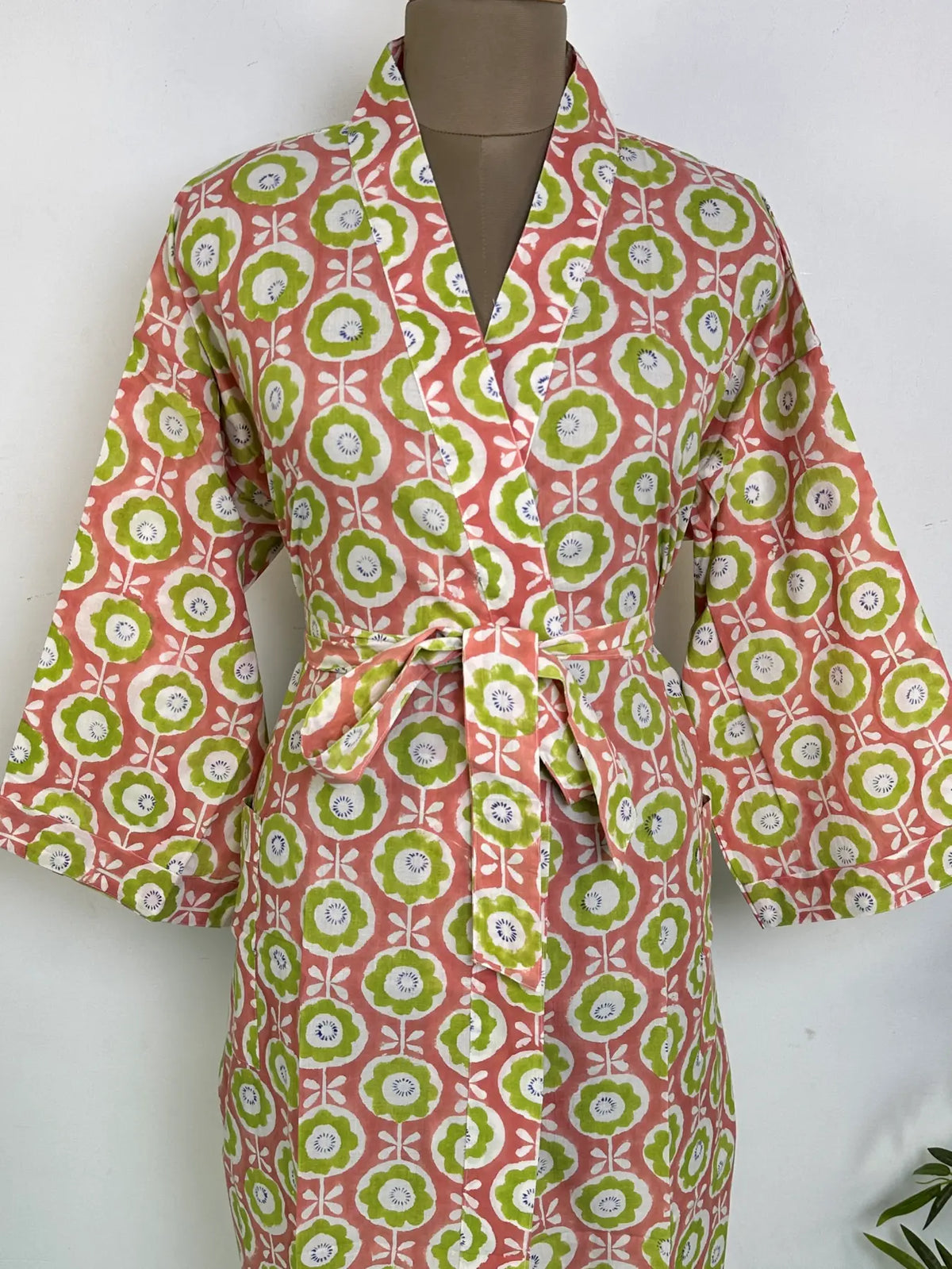 Cotton Kimono Robe | Handblock Printed Summer House Robe, Dressing Gown, Boho Beach Coverup, Womens clothing Bridesmaid dress, Gift For Her