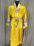 Men's Silky Kimono Robe in yellow floral