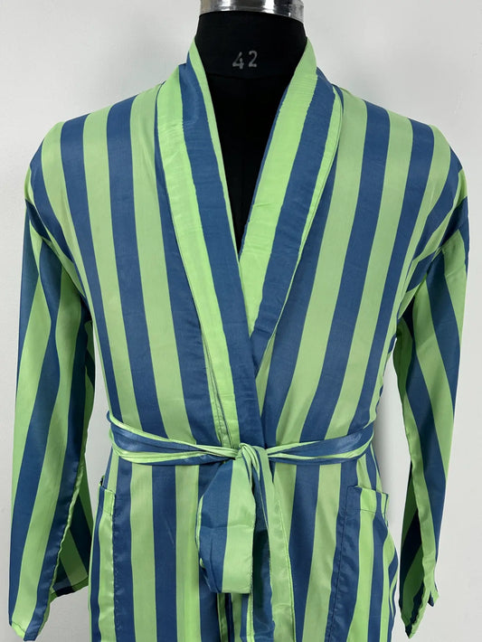 Men's Silk Kimono Bathrobe | Long Lightweight Lounge Robe with Pockets | One Size Comfortable Breathable Spa Resort Beach CoverUp Housecoat