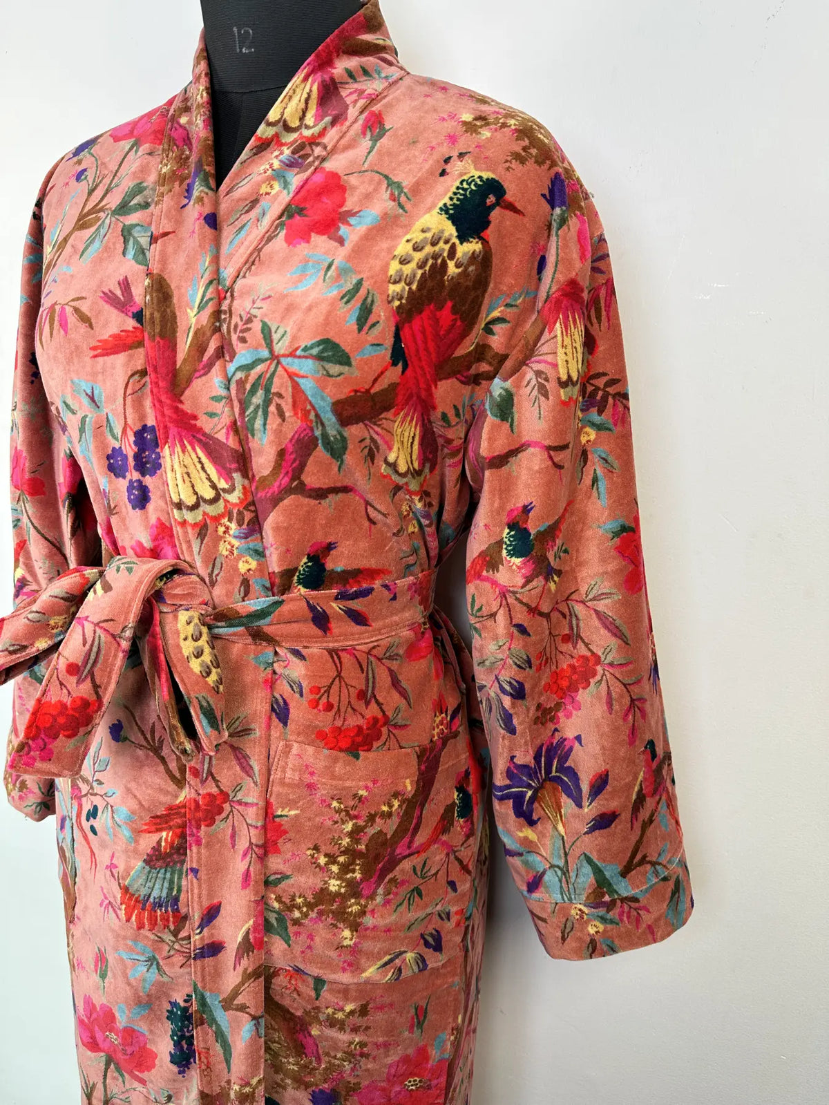 Velvet Womens Kimono Robe | Boho Dressing Gown Reversible With Lining, Womens Clothing Bridal Robe Spa Gift For Her, Smoking Jacket For Her