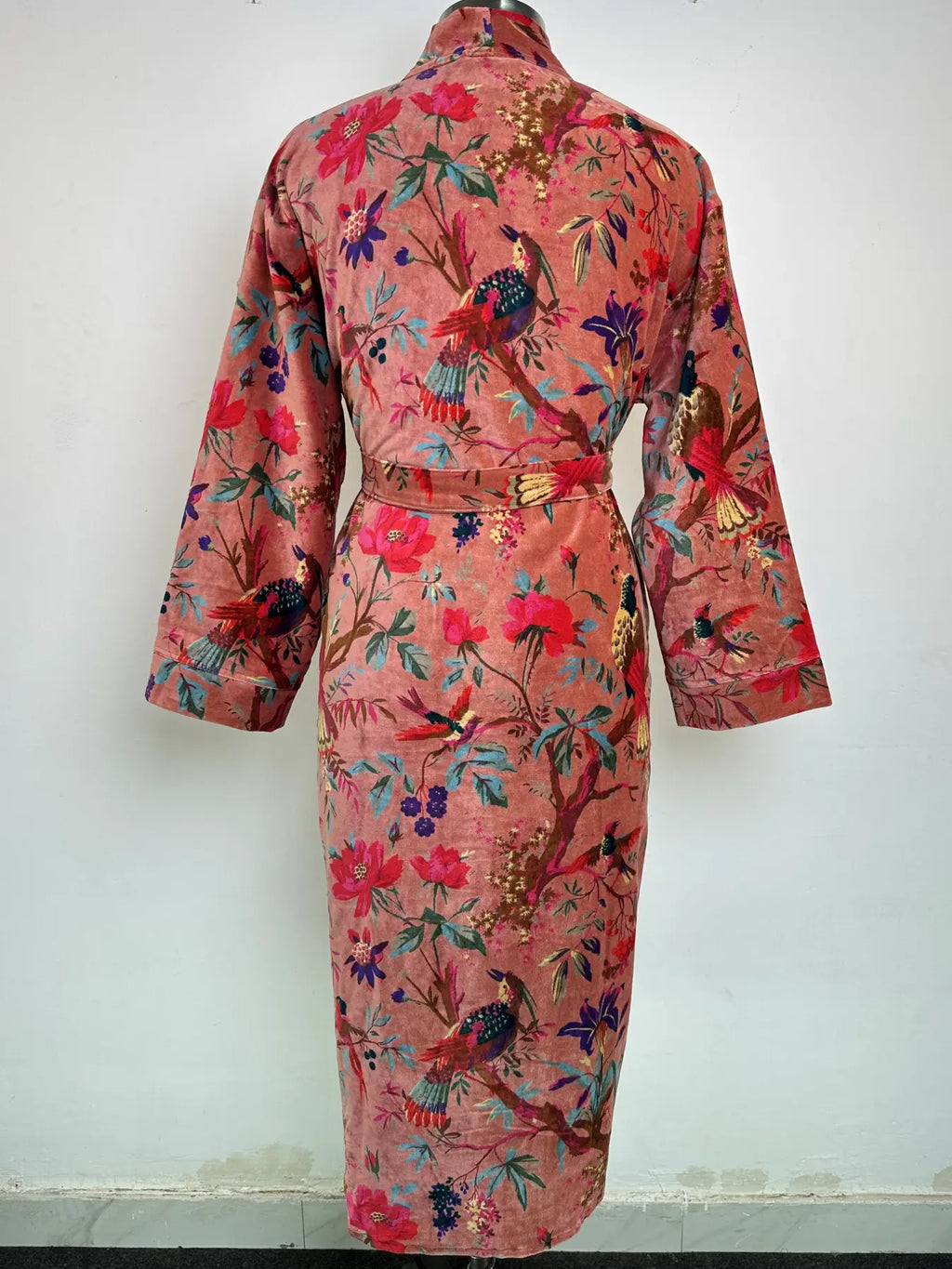 Velvet Womens Kimono Robe | Boho Dressing Gown Reversible With Lining, Womens Clothing Bridal Robe Spa Gift For Her, Smoking Jacket For Her