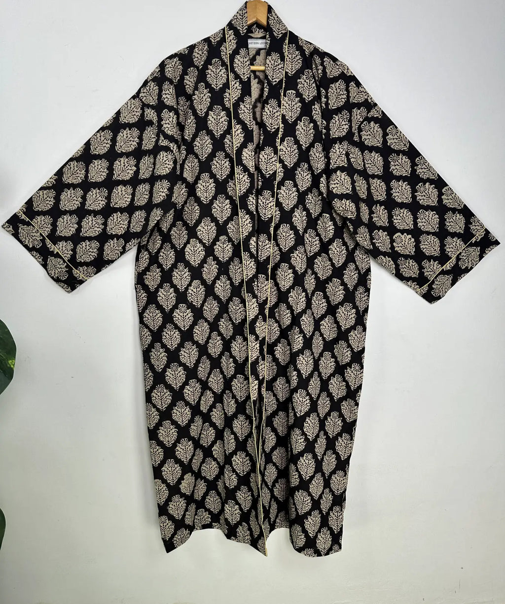Mens Kimono Robe Cotton Handblock Dress, Indian Printed Man House Robe, Boho Beach Coverup Dressing Gown Lightweight Loungewear Gift For Him