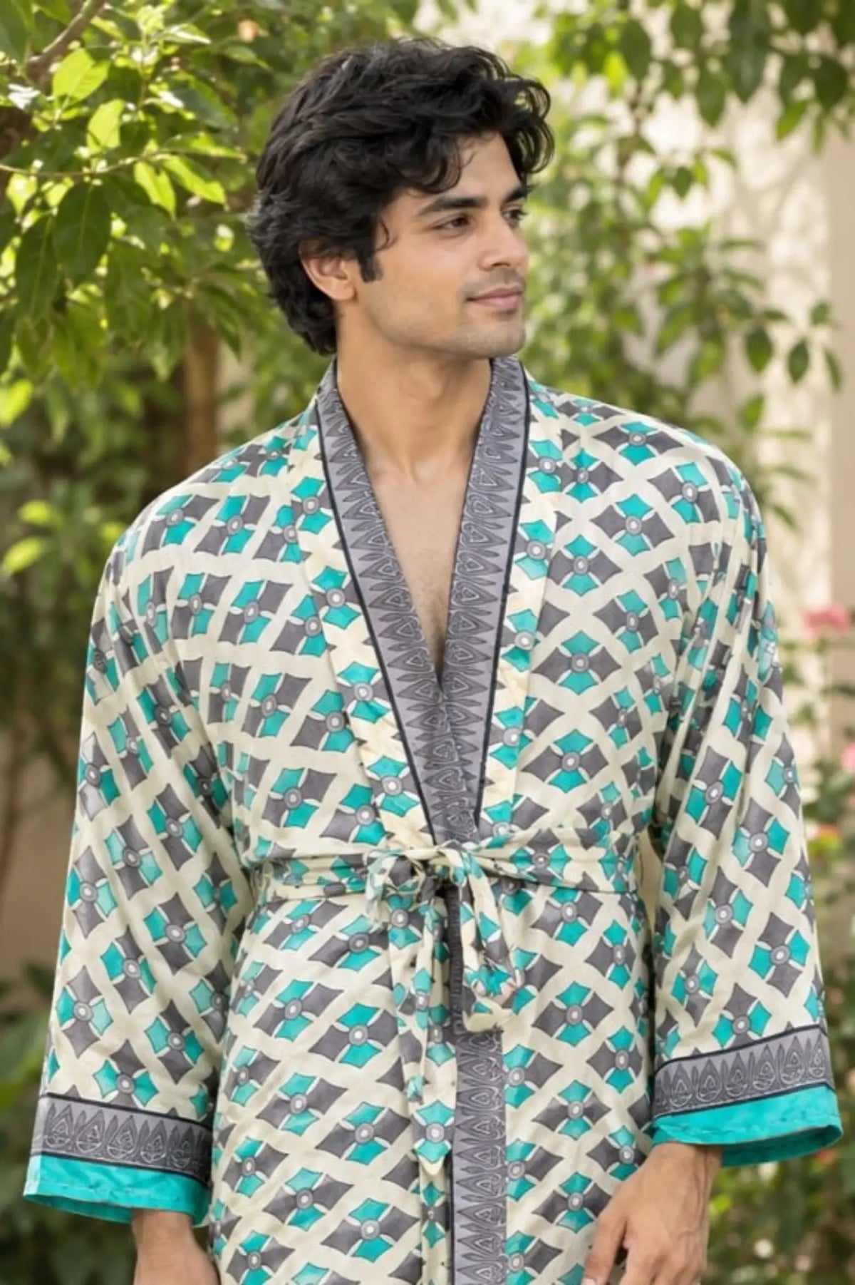 Silky Soft Mens Kimono Robe | Masculine Elegant Classic Sustainable Vintage House Robe gift, Timeless Comfy Lounge Beach Cover Up, Nightwear