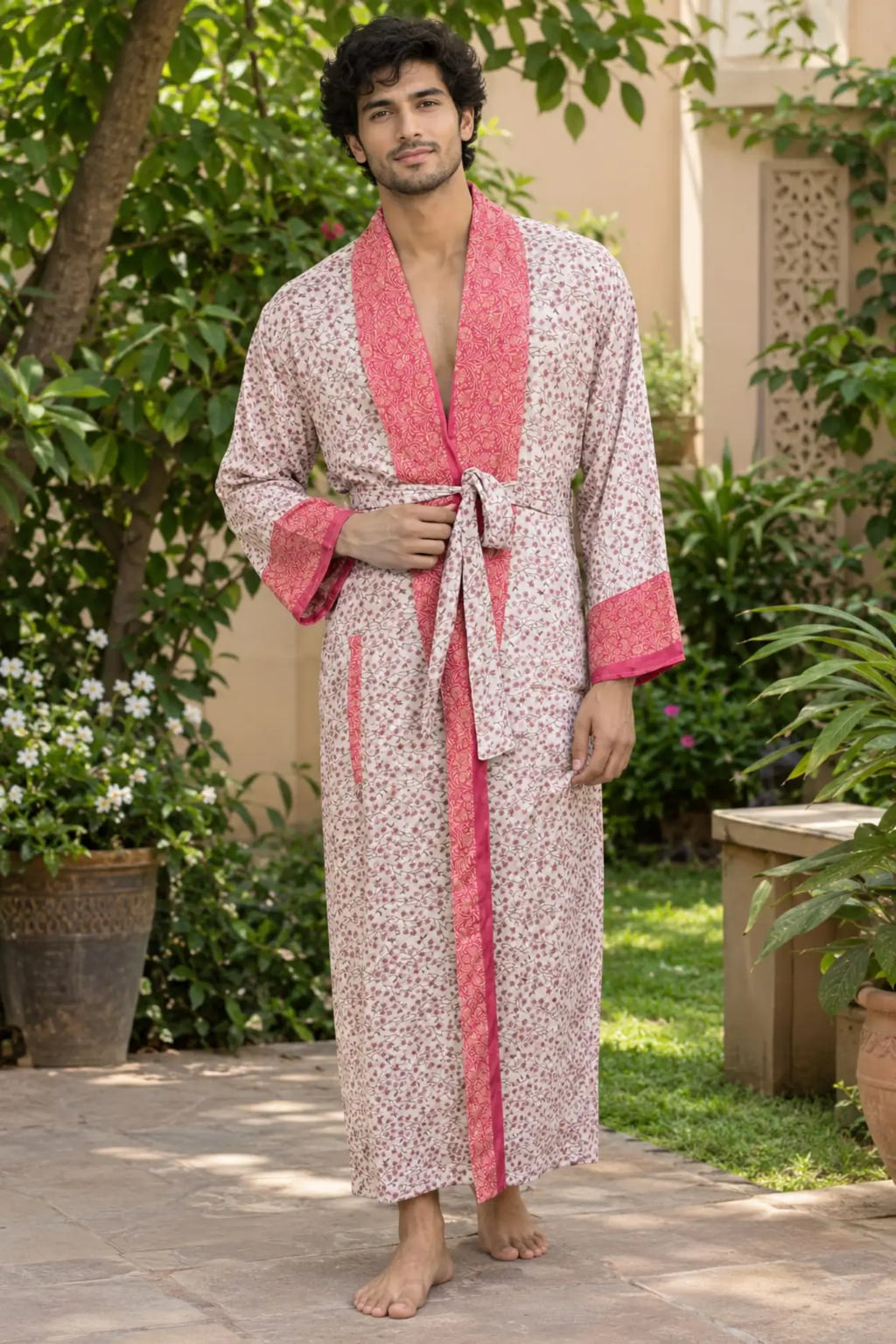 Silky Soft Mens Kimono Robe | Masculine Elegant Classic Sustainable Vintage House Robe gift, Timeless Comfy Lounge Beach Cover Up, Nightwear
