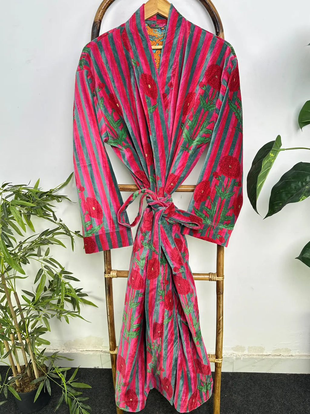 Velvet Women Boho Kimono | Dressing Gown Reversible With Lining, Womens Clothing, Bridal Robe Spa Gift For Her, Smoking Jacket For Her