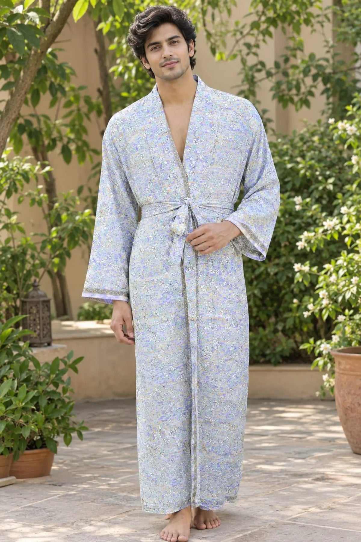 Silky Soft Mens Kimono Robe | Masculine Elegant Classic Sustainable Vintage House Robe gift, Timeless Comfy Lounge Beach Cover Up, Nightwear
