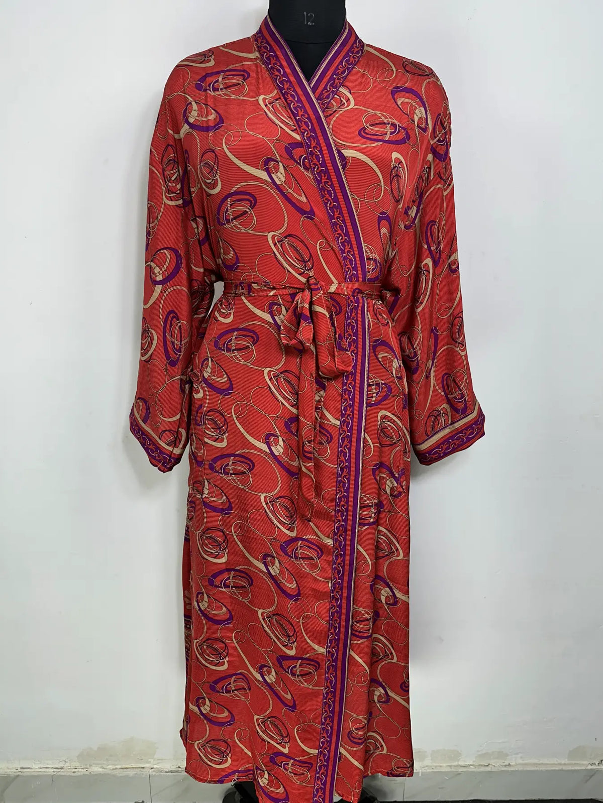 Recycle Silk Sari Women Kimono | Boho Chic Robe House | Beach Cover Up Vintage Bridesmaid Lounge Dressing Gown l Resort Wear Gypsy Nightwear