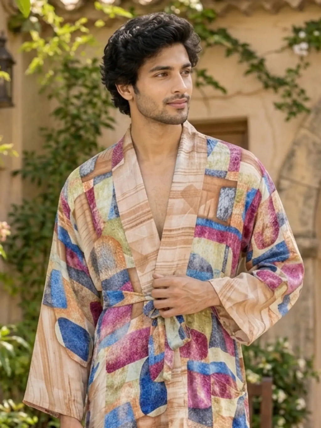 Silky Soft Mens Kimono Robe | Masculine Elegant Classic Sustainable Vintage House Robe gift, Timeless Comfy Lounge Beach Cover Up, Nightwear