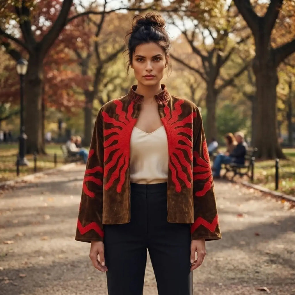 Women's Suzani embroidered Velvet Jacket
