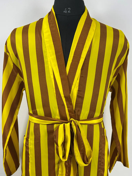 Men's Silk Kimono Bathrobe | Long Lightweight Lounge Robe with Pockets | One Size Comfortable Breathable Spa Resort Beach CoverUp Housecoat