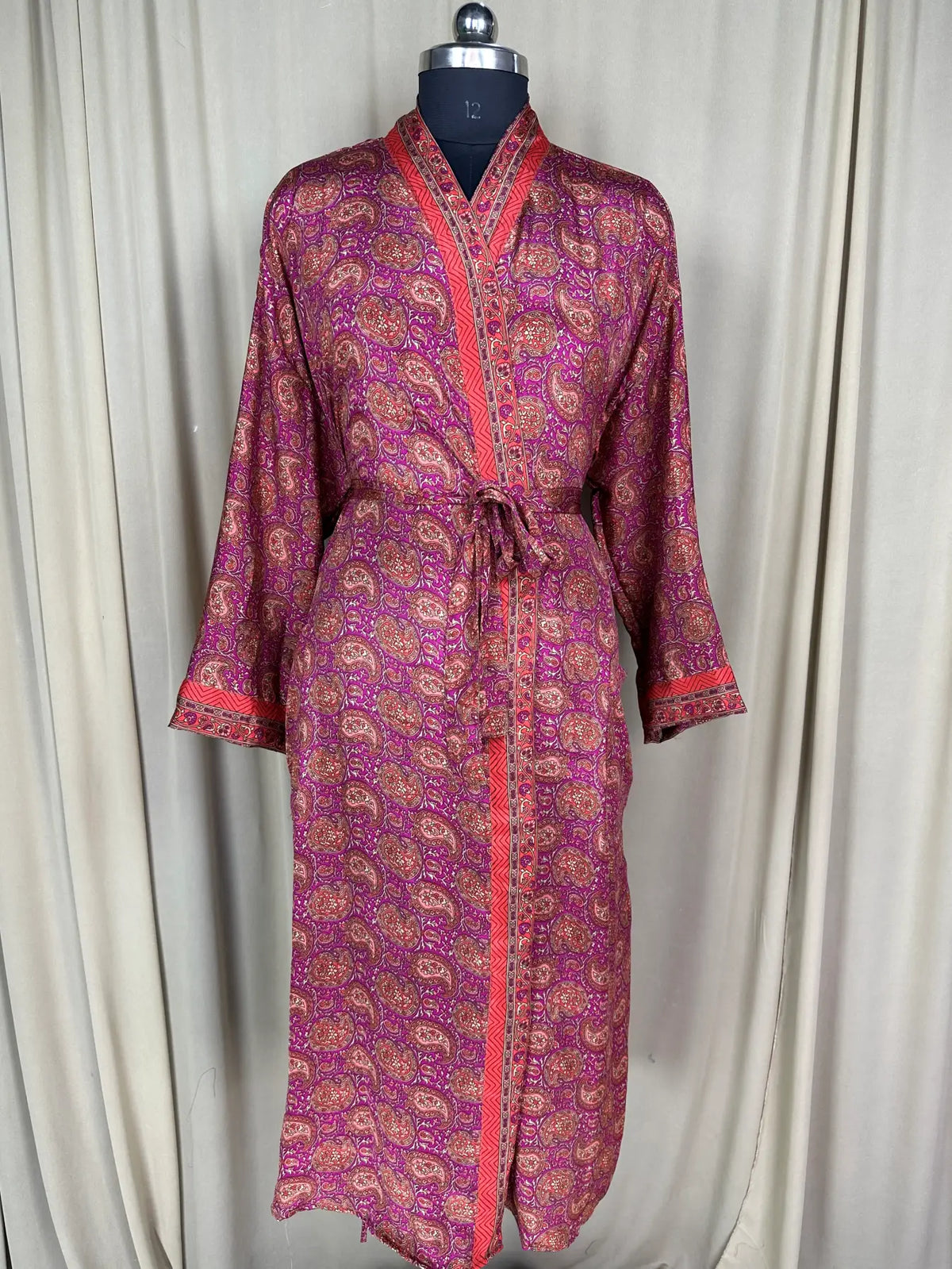 Recycle Silk Sari Women Kimono | Boho Chic Robe House, Beach Cover Up Vintage Bridesmaid Lounge Dressing Gown l Resort Wear Gypsy Nightwear