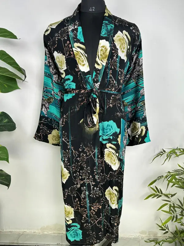 Silky Soft Mens Kimono Robe | Masculine Elegant Classic Sustainable Vintage House Robe gift, Timeless Comfy Lounge Beach Cover Up, Nightwear