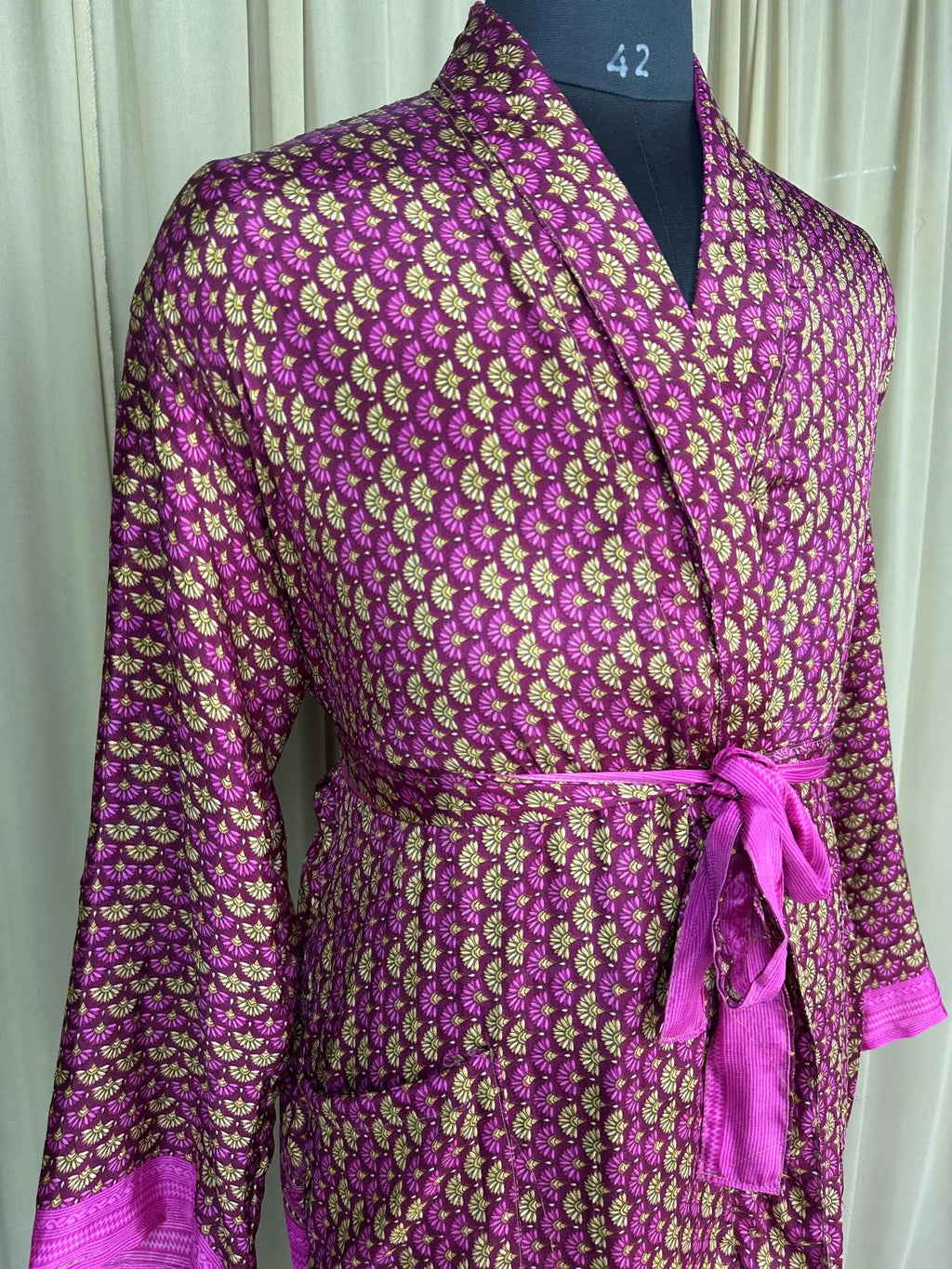 Silky Soft Menâ€™s Kimono Robe | Masculine Elegant Classic Sustainable Vintage House Robe gift, Timeless Comfy Lounge Beach Wear Pink Floral