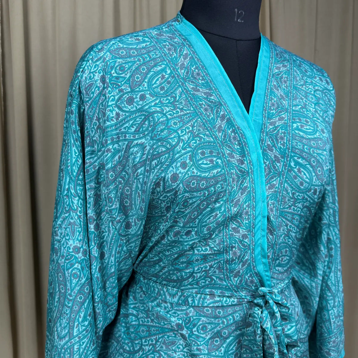 Vintage Silk Sari Boho Kimono | Luxury Loungewear House Robe Flowy Gown Regal Paisley Romance Duster Beach CoverUp, Bridesmaid Dressing Gown