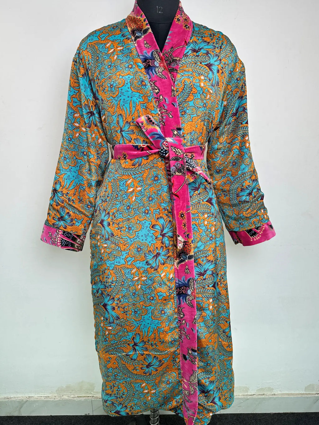 Velvet Women Kimono Dressing Gown | Womens Clothing Boho Reversible With Lining | Bridal Robe Spa Gift  For Her, Smoking Jacket For Her