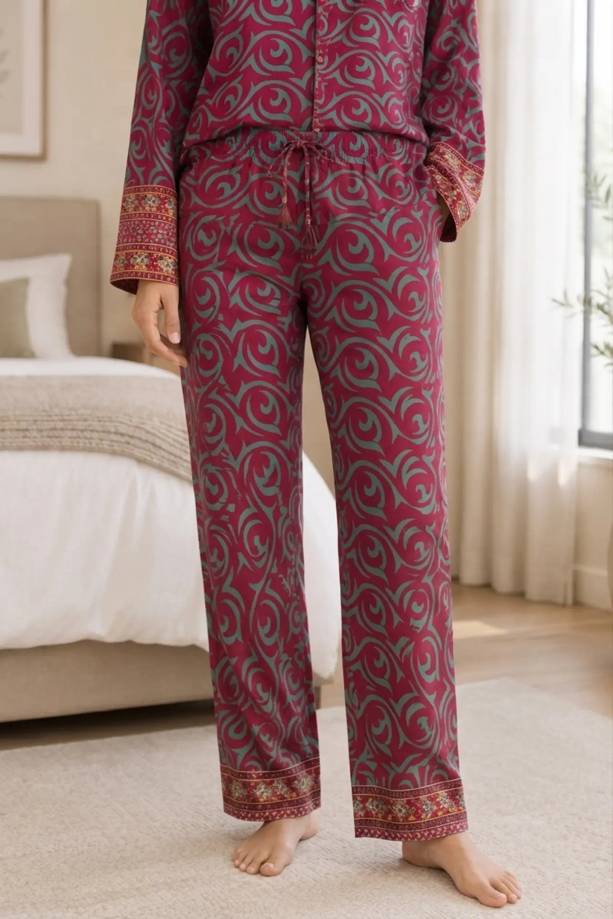 Bridal Silk Blend Pajama Set, Handmade Sari Sleepwear for Honeymoon and Wedding Morning, Bridal Shower Gift, Bachelorette Party, Bride Gift