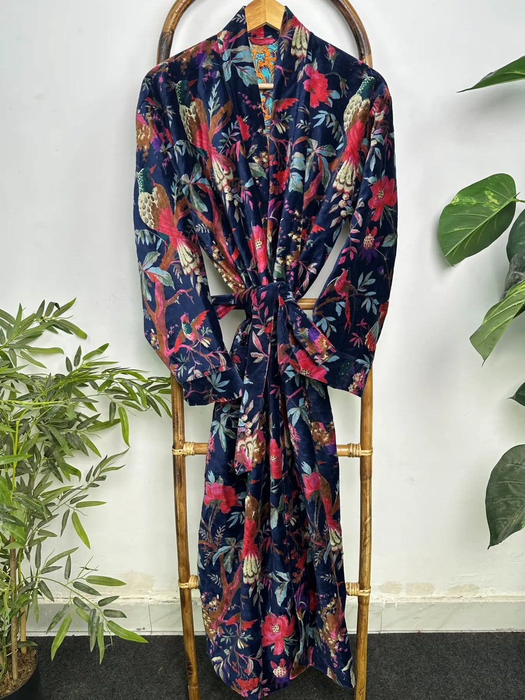 Velvet Womens Kimono Boho Robe | Dressing Gown Reversible With Lining, Kimono Womens Clothing Bridal Robe, Smoking Jacket For Her Spa Gift
