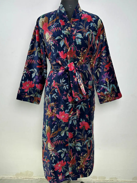Velvet Womens Kimono Boho Robe | Dressing Gown Reversible With Lining, Kimono Womens Clothing Bridal Robe, Smoking Jacket For Him Spa Gift