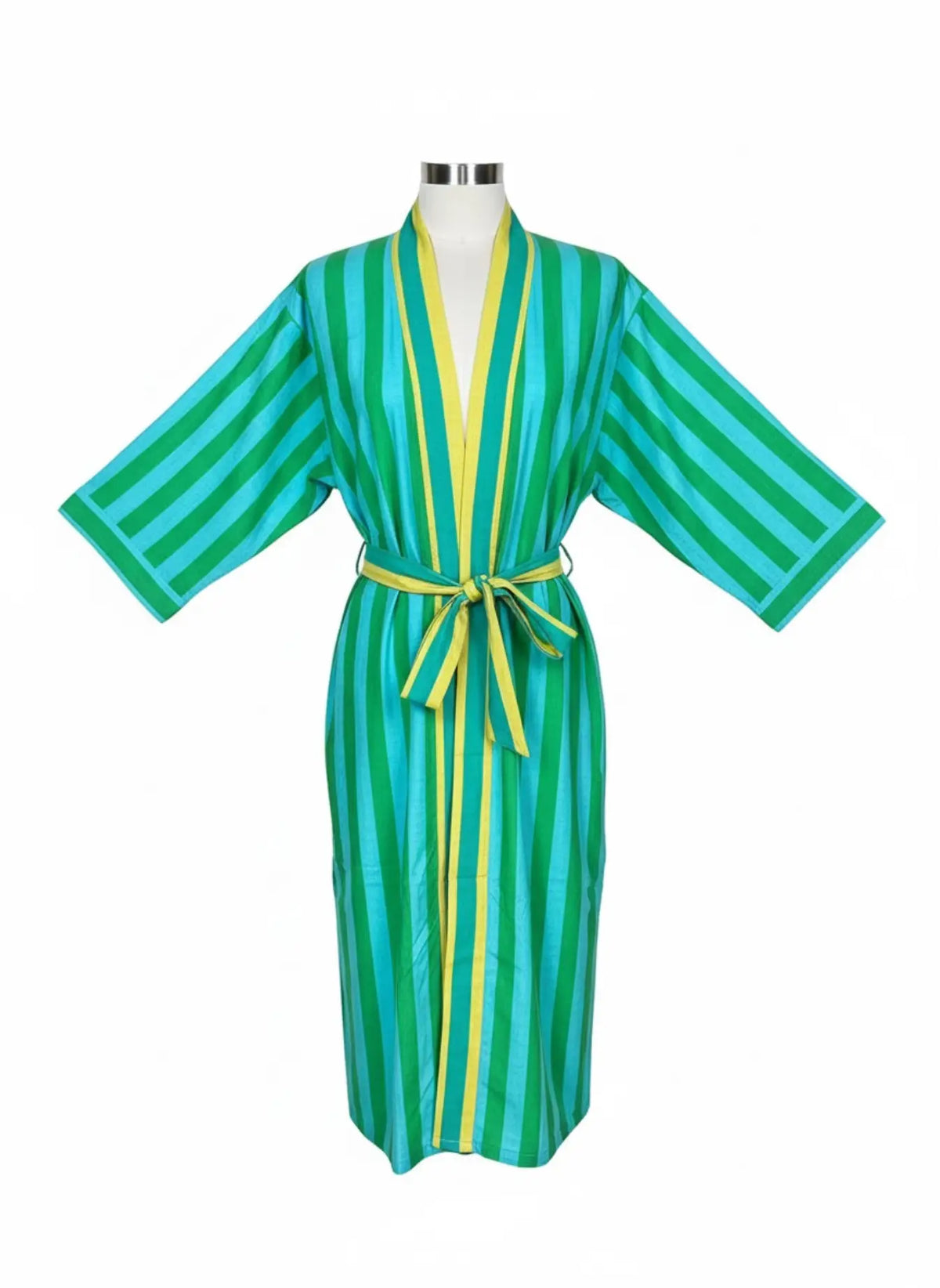 Pure Cotton Boho Men Kimono Robe | Geometric Luxury Dressing Gown Summer Loungewear, Reversible Unisex Bathrobe Relaxed Fit Beach Outfit