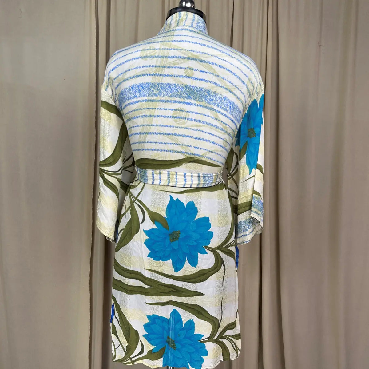 Vintage Silk Sari Boho Kimono | Luxury Loungewear House Robe Flowy Gown, Regal Floral Romance Duster Beach CoverUp, Bridesmaid Dressing Gown