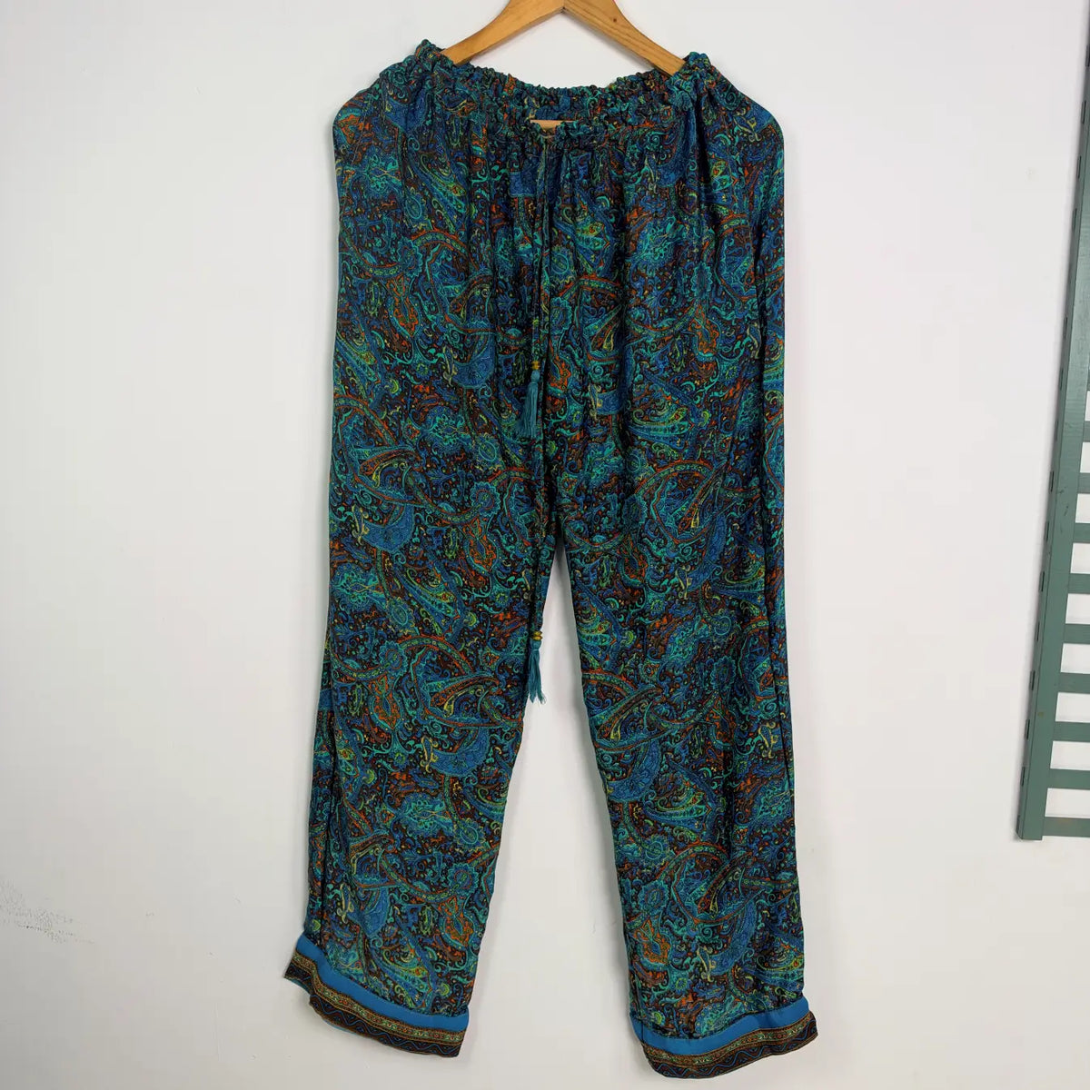 Silky Nightwear Pajama Set, Recycled Sari Silk Blend Luxury Lounge Set, Button Down Top, Drawstring Pants with Side Pockets, Gift